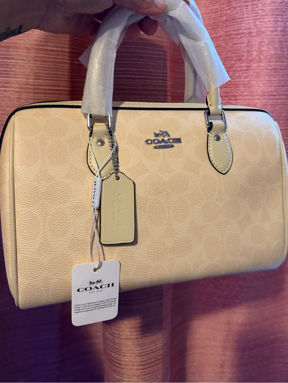 Coach Rowan Satchel Bag in signature canvas butter yellow crossbody  purse - Picture 4 of 4